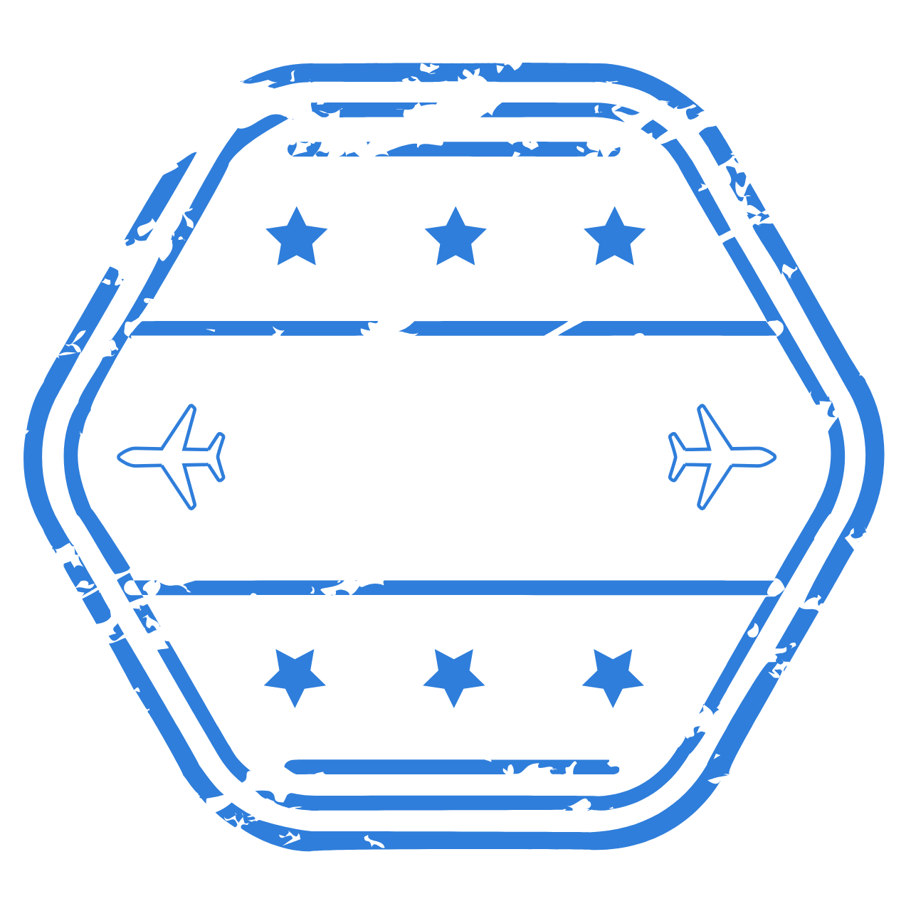 Snapshot stamp — blue hexagon
