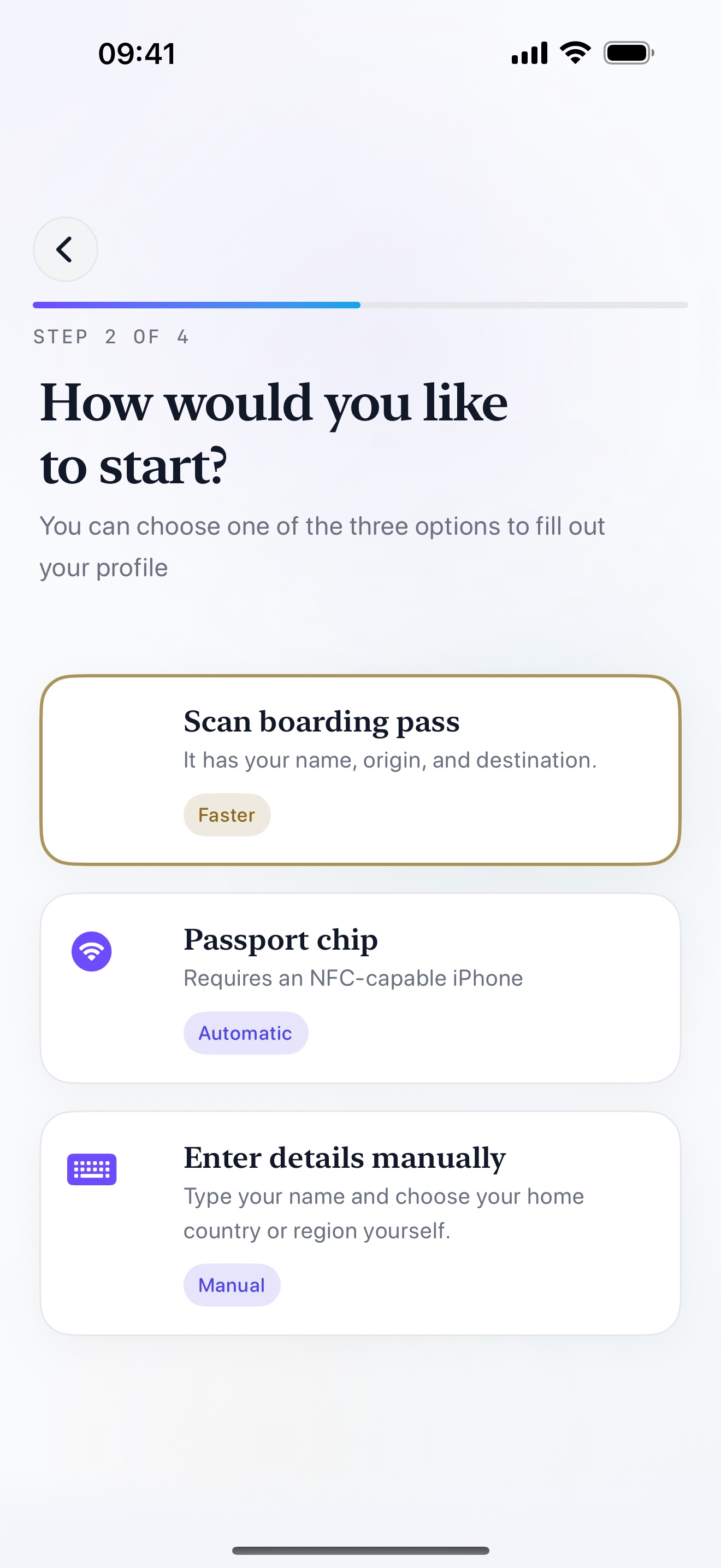 Stamp Hunt entry choice screen