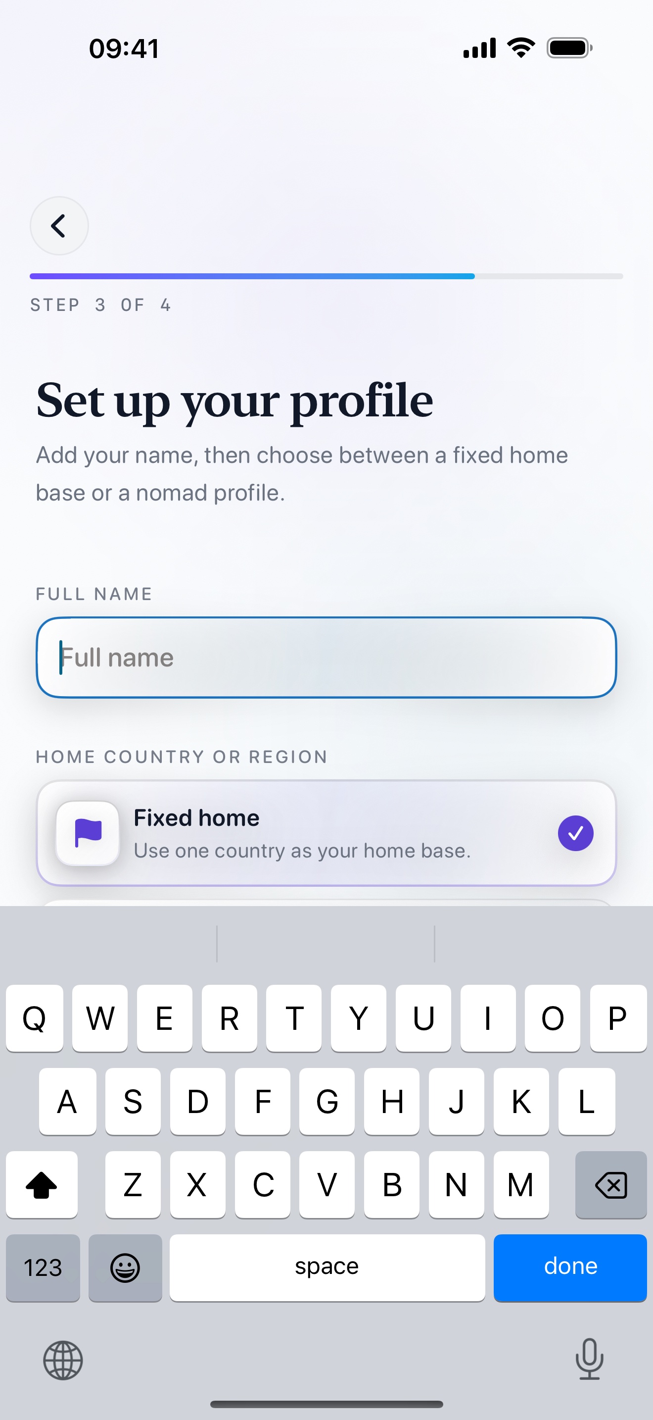 Stamp Hunt profile setup screen